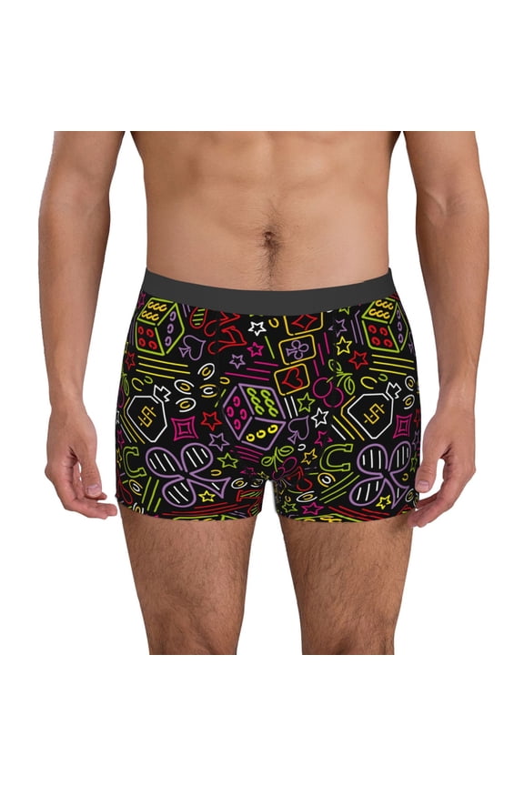 Men's Boxer Briefs with Casino Icons Print - Comfortable and Breathable Underwear for Everyday Wear