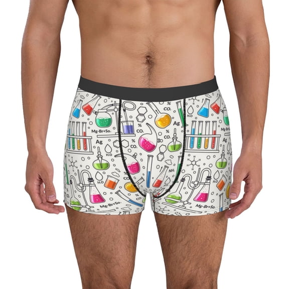 Kdxio Men's Boxer Briefs with Chemical Flasks And Test Tubes Print - Comfortable and Breathable Underwear for Everyday Wear