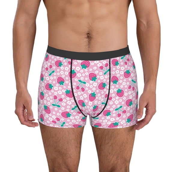 Kdxio Men's Boxer Briefs with Cherry Strawberry Print - Comfortable and Breathable Underwear for Everyday Wear