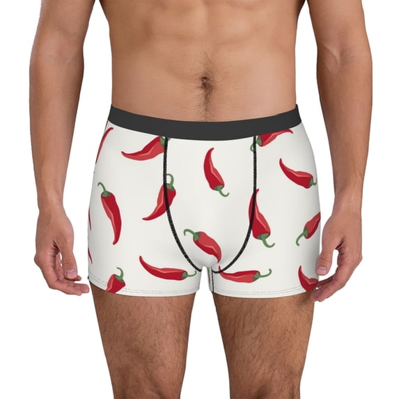 Kdxio Men's Boxer Briefs with Chili Print - Comfortable and Breathable Underwear for Everyday Wear