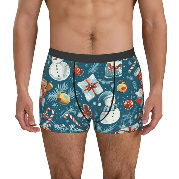 Kdxio Men's Boxer Briefs with Christmas Snowman Gift Print - Comfortable and Breathable Underwear for Everyday Wear