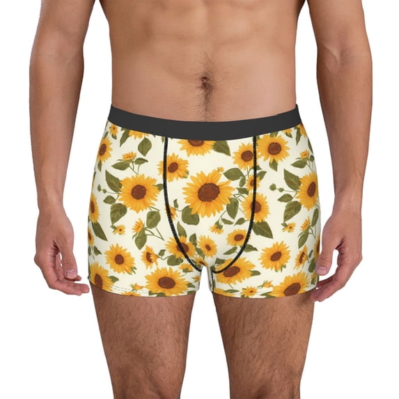 Kdxio Men's Boxer Briefs with Classical Cute Sunflower Print - Comfortable and Breathable Underwear for Everyday Wear