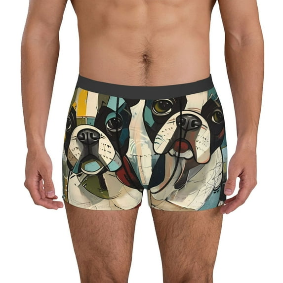 Kdxio Men's Boxer Briefs with Colorful Bulldog Duo Print - Comfortable and Breathable Underwear for Everyday Wear