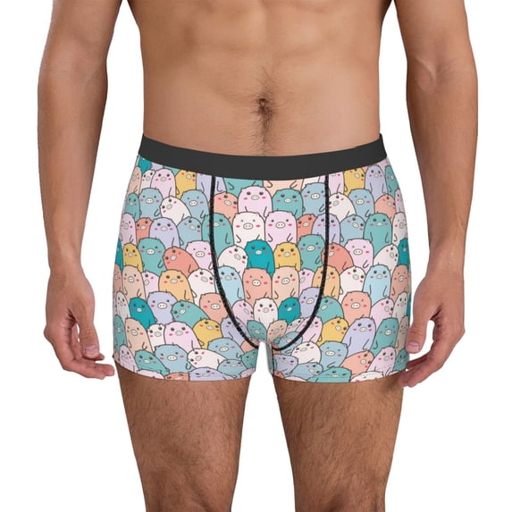 Kdxio Men's Boxer Briefs with Colorful Cute Pig Print - Comfortable and Breathable Underwear for Everyday Wear