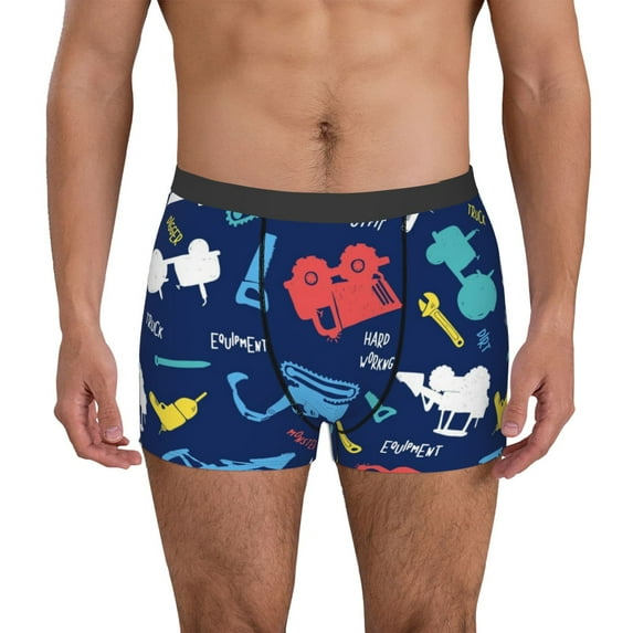Kdxio Men's Boxer Briefs with Colorful Excavator Print - Comfortable and Breathable Underwear for Everyday Wear