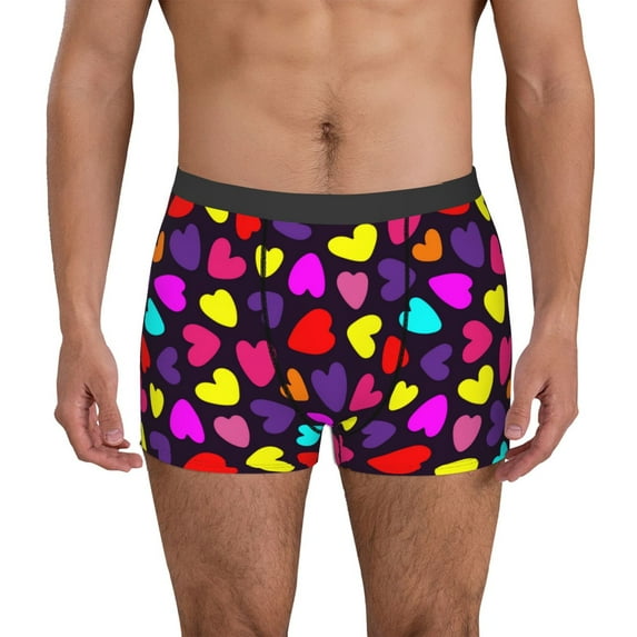 Kdxio Men's Boxer Briefs with Colorful Hearts Print - Comfortable and Breathable Underwear for Everyday Wear