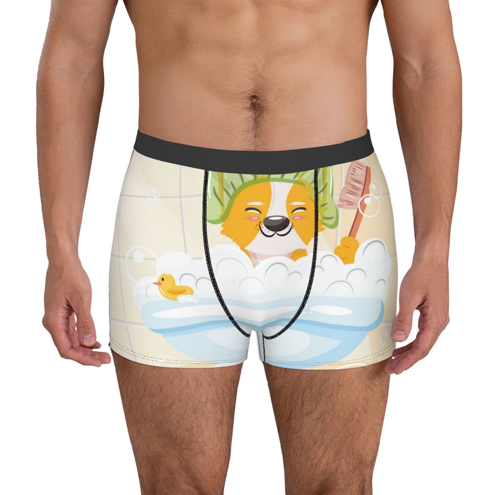 Kdxio Men s Boxer Briefs with Corgi In The Shower Cap Bathing Print Comfortable and Breathable Underwear for Everyday Wear Walmart