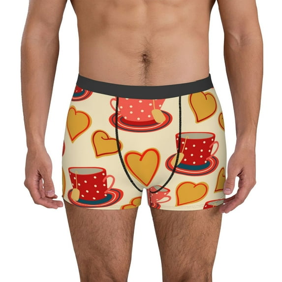 Kdxio Men's Boxer Briefs with Cups of Tea Print - Comfortable and Breathable Underwear for Everyday Wear