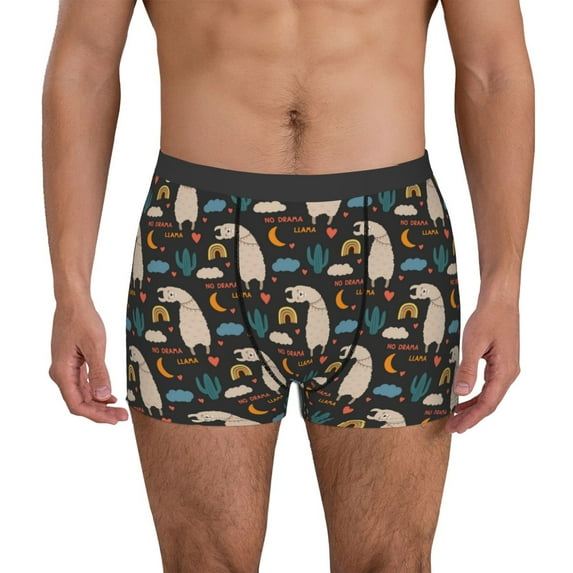 Kdxio Men's Boxer Briefs with Cute Alpaca Print - Comfortable and Breathable Underwear for Everyday Wear