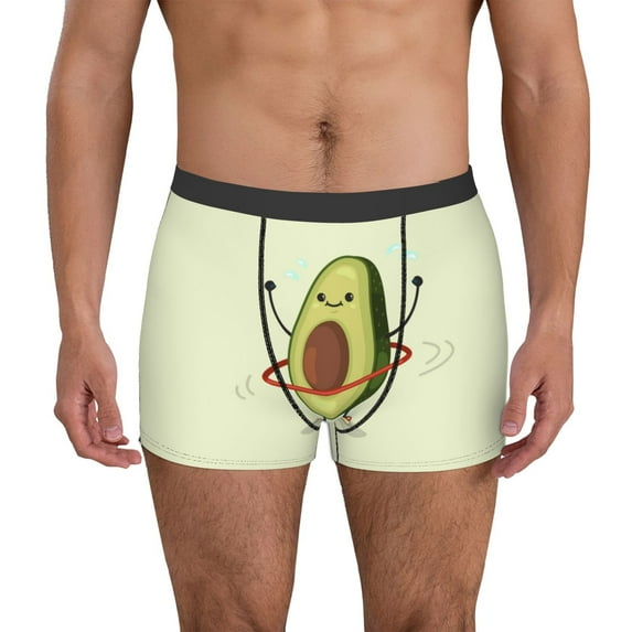 Kdxio Men's Boxer Briefs with Cute Avocado Doing Exercise Print - Comfortable and Breathable Underwear for Everyday Wear