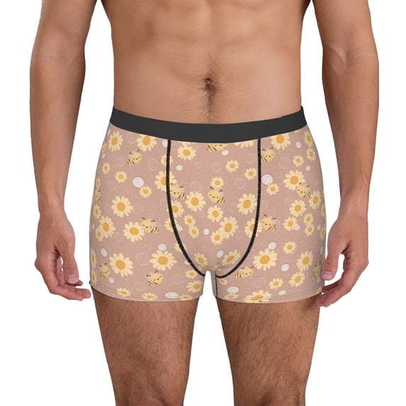 Kdxio Men's Boxer Briefs with Cute Bee Print - Comfortable and Breathable Underwear for Everyday Wear