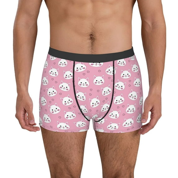 Kdxio Men's Boxer Briefs with Cute Cat Print - Comfortable and Breathable Underwear for Everyday Wear
