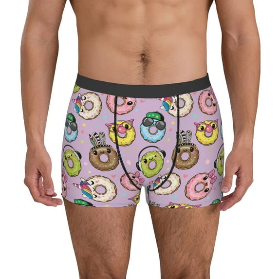 Kdxio Men's Boxer Briefs with Cute Donuts Print - Comfortable and Breathable Underwear for Everyday Wear