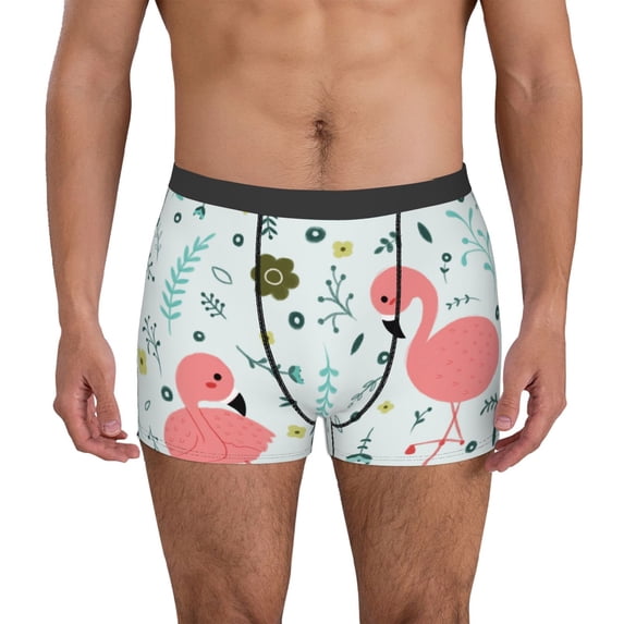 Kdxio Men's Boxer Briefs with Cute Flamingo Print - Comfortable and Breathable Underwear for Everyday Wear