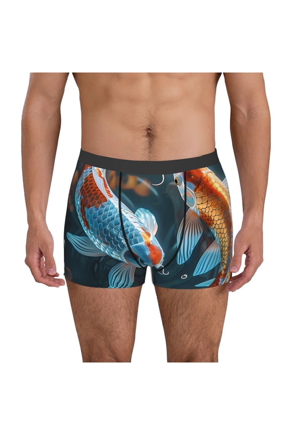 Men's Boxer Briefs with Cute Koi Fish Serenity Print - Comfortable and Breathable Underwear for Everyday Wear
