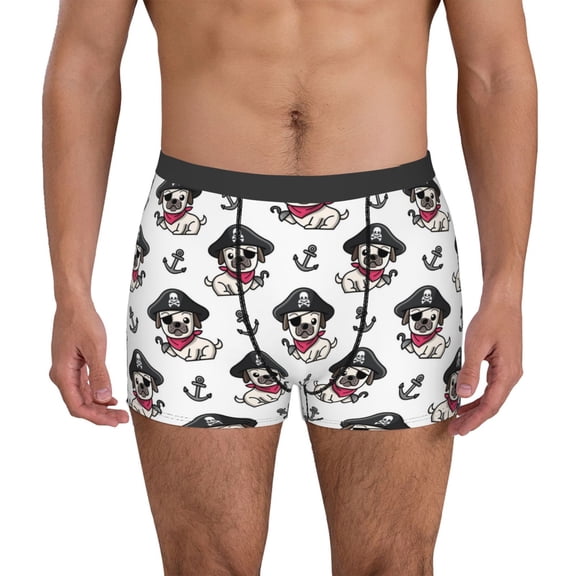 Kdxio Men's Boxer Briefs with DOG IS WEARING PIRATE COSTUME Print - Comfortable and Breathable Underwear for Everyday Wear