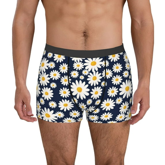 Kdxio Men's Boxer Briefs with Daisy Floral Print - Comfortable and Breathable Underwear for Everyday Wear