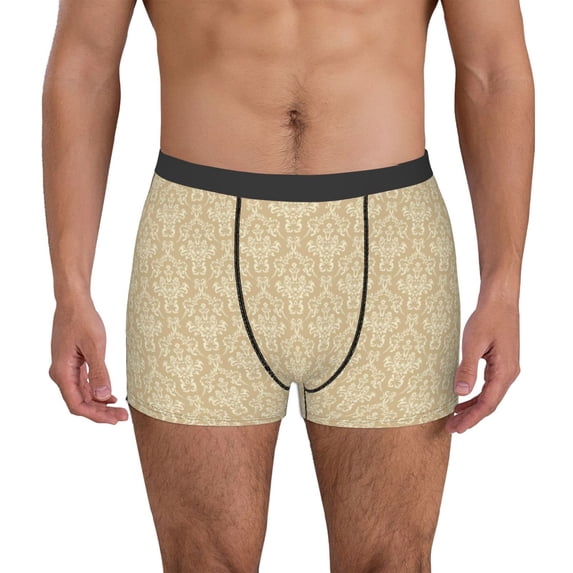 Kdxio Men's Boxer Briefs with Damask Beige Tan Brown Print - Comfortable and Breathable Underwear for Everyday Wear
