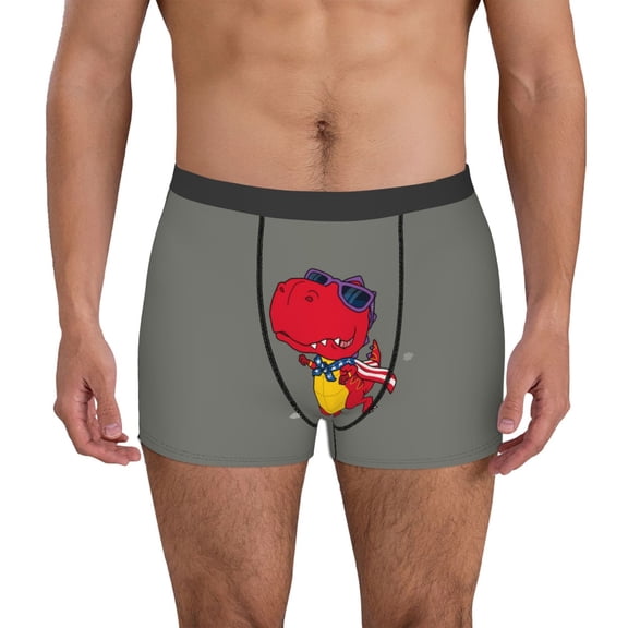 Kdxio Men's Boxer Briefs with Dinosaur Super Hero Cartoon Print - Comfortable and Breathable Underwear for Everyday Wear