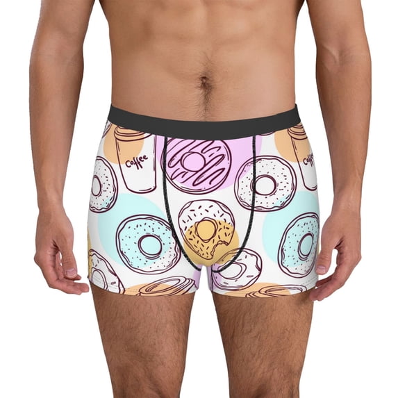 Kdxio Men's Boxer Briefs with Donuts and Coffee Print - Comfortable and Breathable Underwear for Everyday Wear