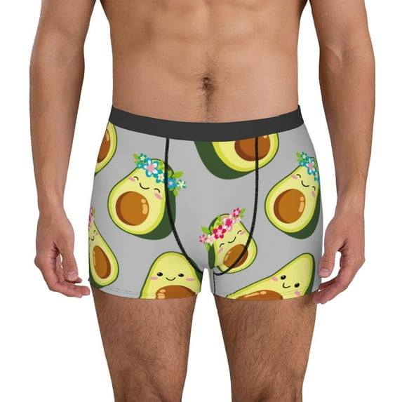Kdxio Men's Boxer Briefs with Flowers Avocado Print - Comfortable and Breathable Underwear for Everyday Wear
