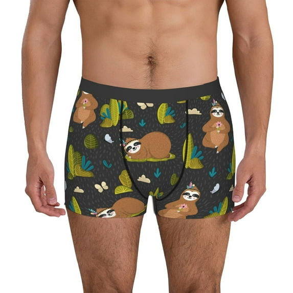 Kdxio Men's Boxer Briefs with Funny Sloths In The Forest Print - Comfortable and Breathable Underwear for Everyday Wear