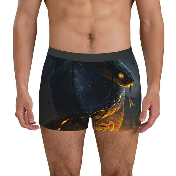 Kdxio Men's Boxer Briefs with Glowing Snake Dark Forest Print - Comfortable and Breathable Underwear for Everyday Wear