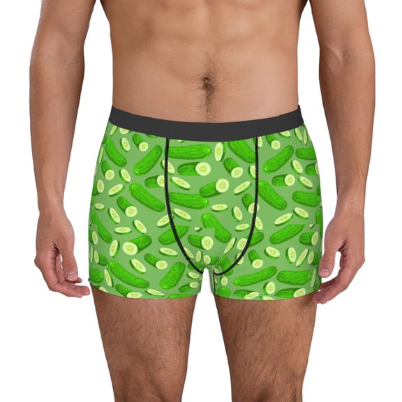 Kdxio Men's Boxer Briefs with Green Cucumber Print - Comfortable and Breathable Underwear for Everyday Wear