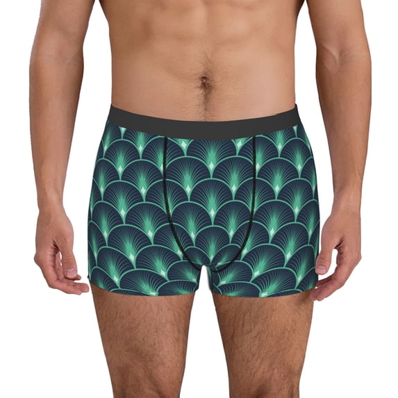 Kdxio Men's Boxer Briefs with Green Vintage Peacock Print - Comfortable and Breathable Underwear for Everyday Wear