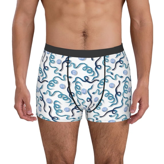 Kdxio Men's Boxer Briefs with Hand Drawn Snake Print - Comfortable and Breathable Underwear for Everyday Wear