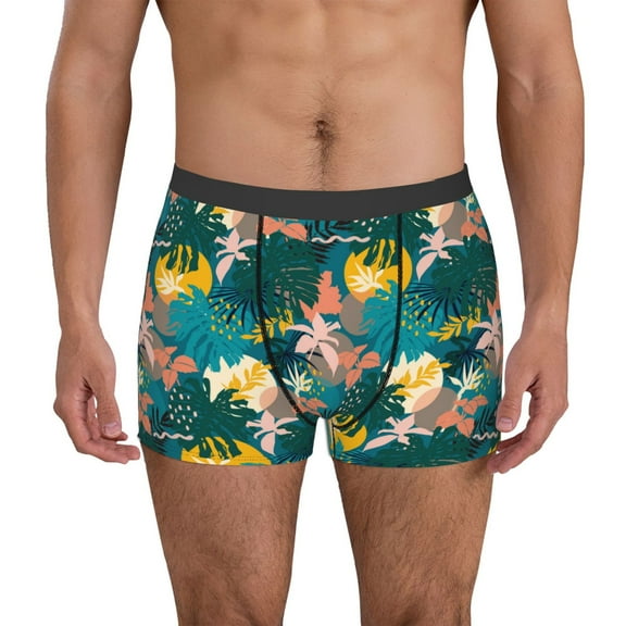 Kdxio Men's Boxer Briefs with Hawaiian Style Print - Comfortable and Breathable Underwear for Everyday Wear