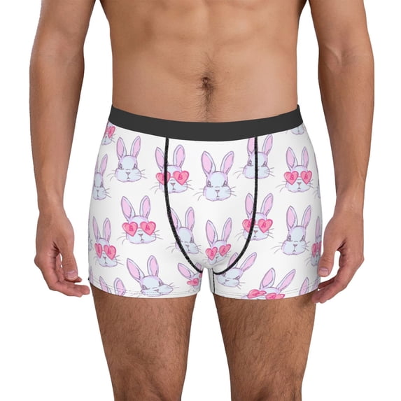 Kdxio Men's Boxer Briefs with Heart Rabbit Print - Comfortable and Breathable Underwear for Everyday Wear
