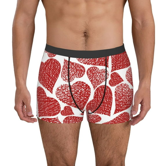 Kdxio Men's Boxer Briefs with Hearts Print - Comfortable and Breathable Underwear for Everyday Wear