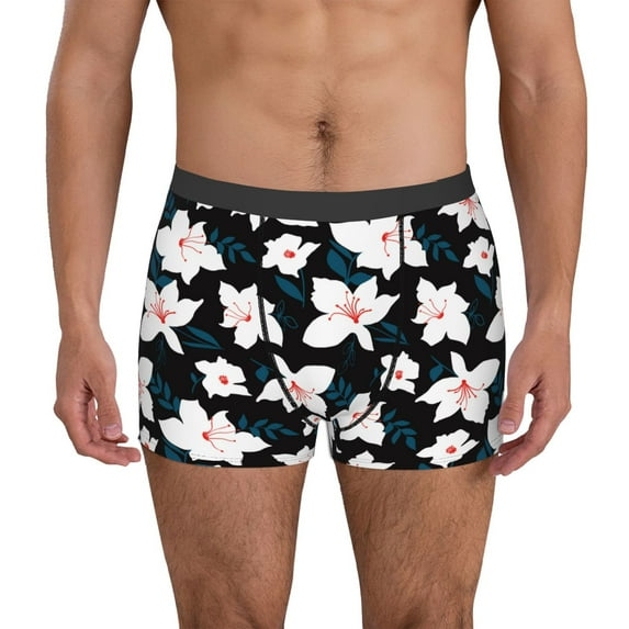 Kdxio Men's Boxer Briefs with Lilies Flowers Print - Comfortable and Breathable Underwear for Everyday Wear
