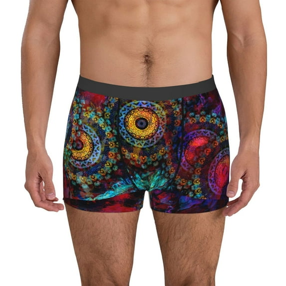 Kdxio Men's Boxer Briefs with Mandala Colorful Print - Comfortable and Breathable Underwear for Everyday Wear