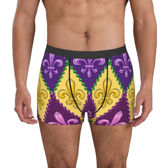Kdxio Men's Boxer Briefs with Mardi Gras4 Print - Comfortable and Breathable Underwear for Everyday Wear