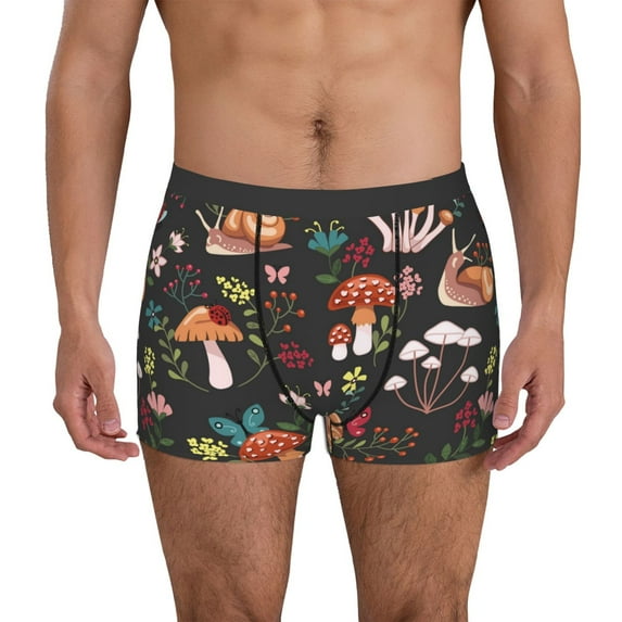 Kdxio Men's Boxer Briefs with Mushroom With Snails Print - Comfortable and Breathable Underwear for Everyday Wear