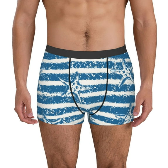 Kdxio Men's Boxer Briefs with Ocean on Striped Print - Comfortable and Breathable Underwear for Everyday Wear