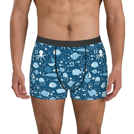 Kdxio Men's Boxer Briefs with Octopus And Whale Print - Comfortable and Breathable Underwear for Everyday Wear