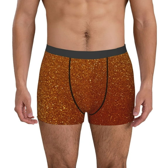 Kdxio Men's Boxer Briefs with Orange Glitter Print - Comfortable and Breathable Underwear for Everyday Wear