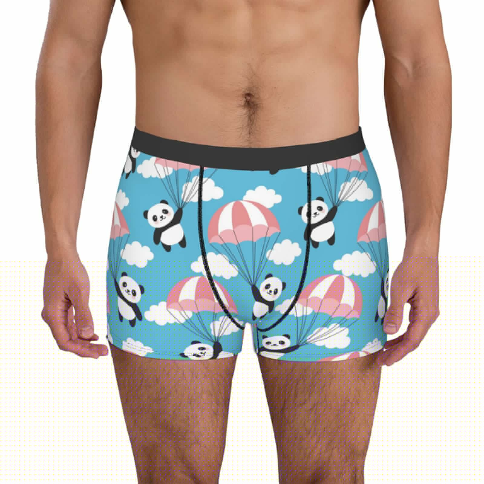 Kdxio Men's Boxer Briefs with Panda Flying in the Sky Print - Comfortable and Breathable Underwear for Everyday Wear
