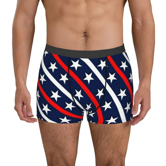 Kdxio Men's Boxer Briefs with Patriotic Star Pattern Print - Comfortable and Breathable Underwear for Everyday Wear