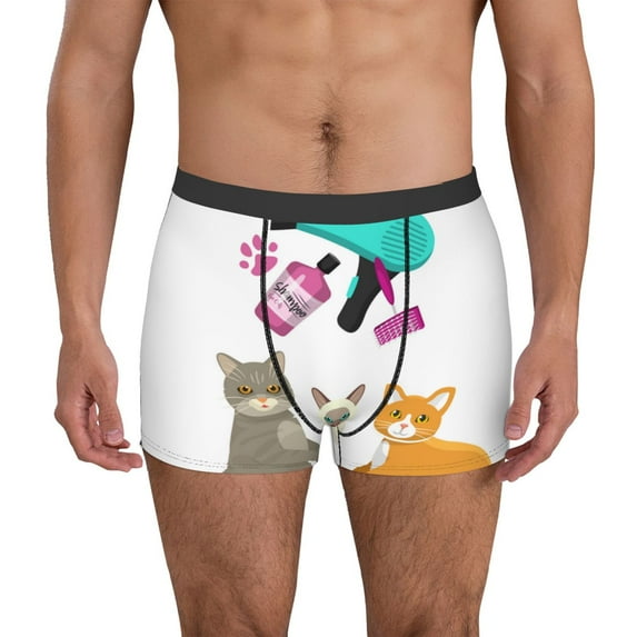 Kdxio Men's Boxer Briefs with Pet Care Grooming Print - Comfortable and Breathable Underwear for Everyday Wear
