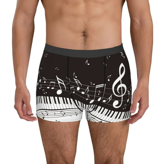 Kdxio Men's Boxer Briefs with Piano Keys With Musical Notes Print - Comfortable and Breathable Underwear for Everyday Wear