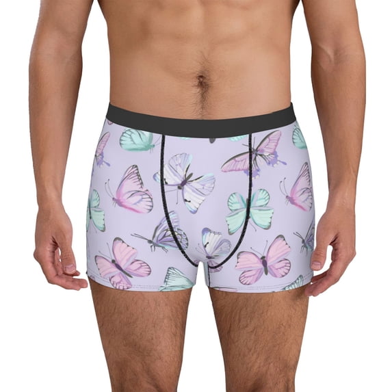 Kdxio Men's Boxer Briefs with Purple Butterfly Print - Comfortable and Breathable Underwear for Everyday Wear