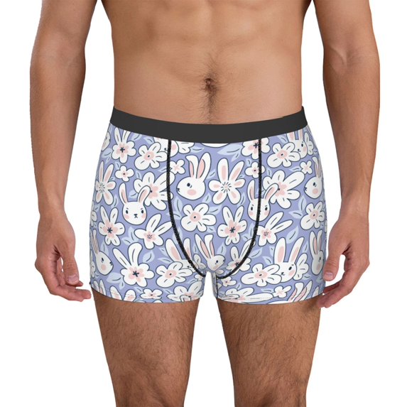 Kdxio Men's Boxer Briefs with Rabbit And Floral Print - Comfortable and Breathable Underwear for Everyday Wear