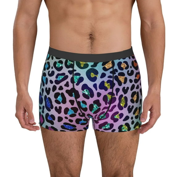 Kdxio Men's Boxer Briefs with Rainbow Animal Skin Print - Comfortable and Breathable Underwear for Everyday Wear