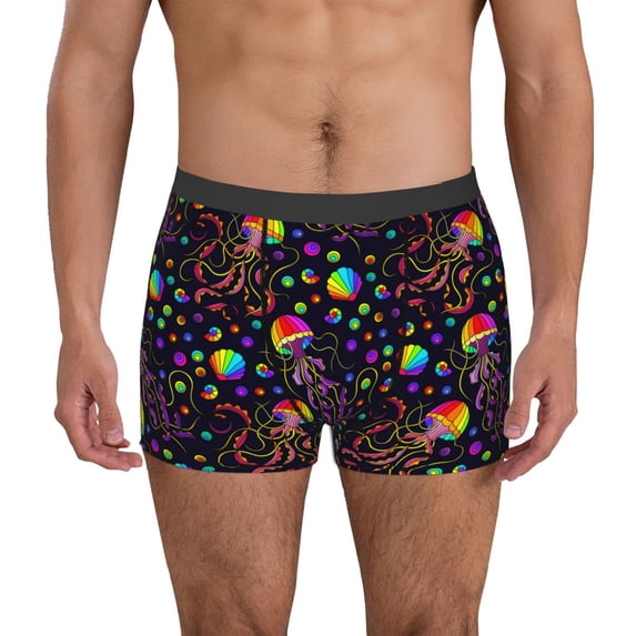 Kdxio Men's Boxer Briefs with Rainbow Jellyfishes Print - Comfortable and Breathable Underwear for Everyday Wear