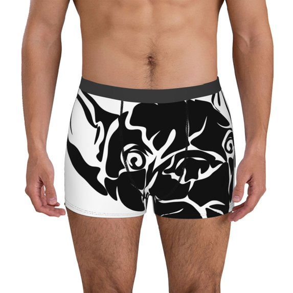 Kdxio Men's Boxer Briefs with Red Heart And Puppy Of Bulldog Print - Comfortable and Breathable Underwear for Everyday Wear