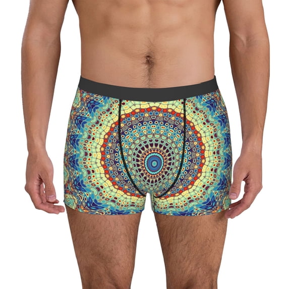 Kdxio Men's Boxer Briefs with Round Mandala1 Print - Comfortable and Breathable Underwear for Everyday Wear